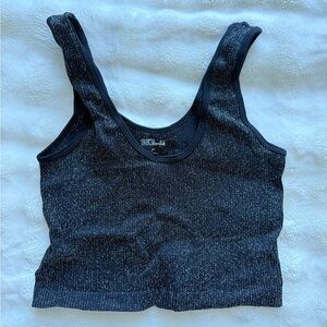 BKE Black Glitter Crop Top